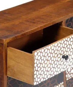 vidaXL Sideboard with Printed Pattern 90x30x70 cm Solid Mango Wood