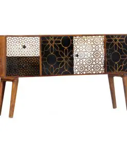 vidaXL Sideboard with Printed Pattern 130x30x70 cm Solid Mango Wood