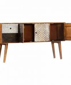 vidaXL Sideboard with Printed Pattern 130x30x70 cm Solid Mango Wood