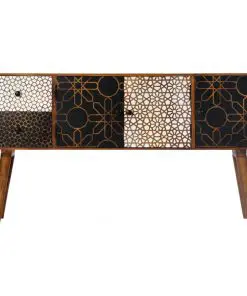 vidaXL Sideboard with Printed Pattern 130x30x70 cm Solid Mango Wood