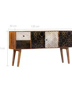 vidaXL Sideboard with Printed Pattern 130x30x70 cm Solid Mango Wood