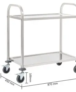 vidaXL 2-Tier Kitchen Trolley 87x45x83.5 cm Stainless Steel
