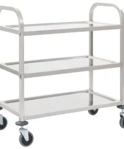 vidaXL 3-Tier Kitchen Trolley 107x55x90 cm Stainless Steel