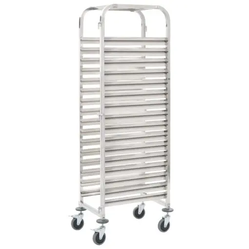 vidaXL Kitchen Trolley for 16 Trays 65.5×48.5×165 cm Stainless Steel