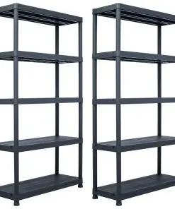 vidaXL Storage Shelf Racks 2 pcs Black 250 kg 80x40x180 cm Plastic