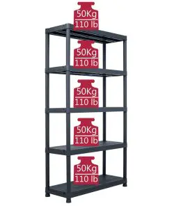 vidaXL Storage Shelf Racks 2 pcs Black 250 kg 80x40x180 cm Plastic