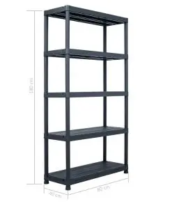 vidaXL Storage Shelf Racks 2 pcs Black 250 kg 80x40x180 cm Plastic