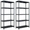 vidaXL Storage Shelf Racks 2 pcs Black 260 kg 90x40x180 cm Plastic vidaXL Storage Shelf Racks 2 pcs Black 260 kg 90x40x180 cm Plastic