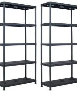 vidaXL Storage Shelf Racks 2 pcs Black 260 kg 90x40x180 cm Plastic