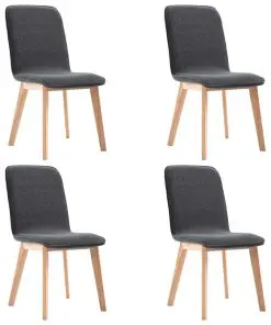 vidaXL Dining Chairs 4 pcs Grey Fabric