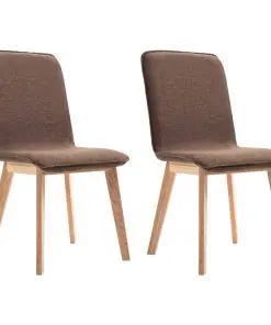 vidaXL Dining Chairs 2 pcs Brown Fabric