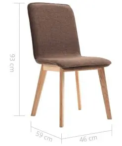 vidaXL Dining Chairs 2 pcs Brown Fabric