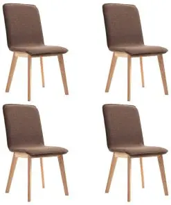 vidaXL Dining Chairs 4 pcs Brown Fabric