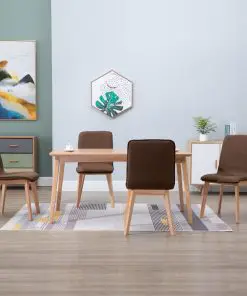 vidaXL Dining Chairs 4 pcs Brown Fabric