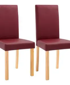 vidaXL Dining Chairs 2 pcs Red Faux Leather