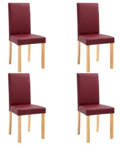 vidaXL Dining Chairs 4 pcs Red Faux Leather