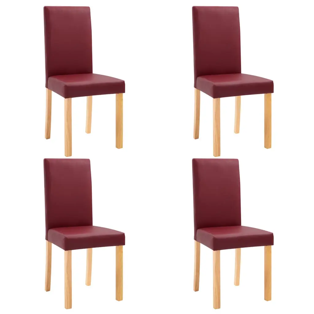 vidaXL Dining Chairs 4 pcs Red Faux Leather