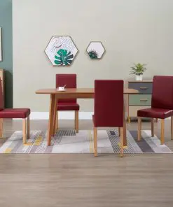 vidaXL Dining Chairs 4 pcs Red Faux Leather