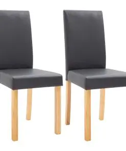 vidaXL Dining Chairs 2 pcs Grey Faux Leather