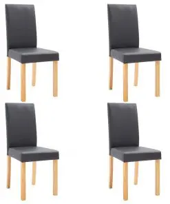 vidaXL Dining Chairs 4 pcs Grey Faux Leather