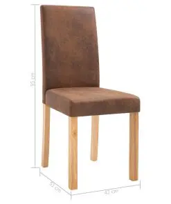 vidaXL Dining Chairs 2 pcs Brown Faux Suede Leather