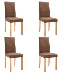 vidaXL Dining Chairs 4 pcs Brown Faux Suede Leather