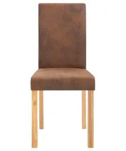 vidaXL Dining Chairs 4 pcs Brown Faux Suede Leather