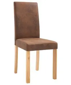 vidaXL Dining Chairs 4 pcs Brown Faux Suede Leather