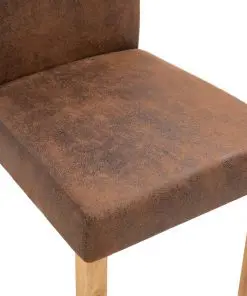 vidaXL Dining Chairs 4 pcs Brown Faux Suede Leather