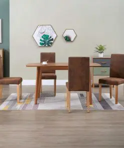 vidaXL Dining Chairs 4 pcs Brown Faux Suede Leather