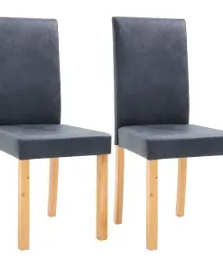 vidaXL Dining Chairs 2 pcs Grey Faux Suede Leather