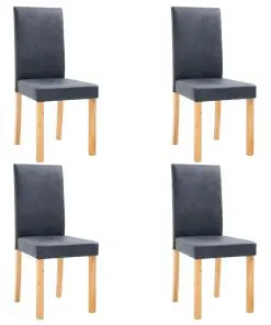 vidaXL Dining Chairs 4 pcs Grey Faux Suede Leather