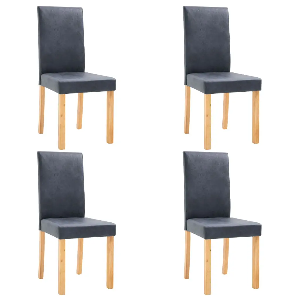 vidaXL Dining Chairs 4 pcs Grey Faux Suede Leather