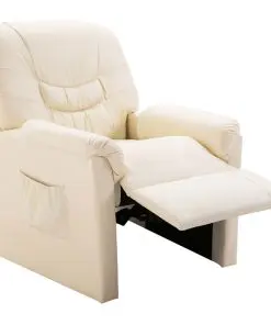 vidaXL Reclining Chair Cream Faux Leather