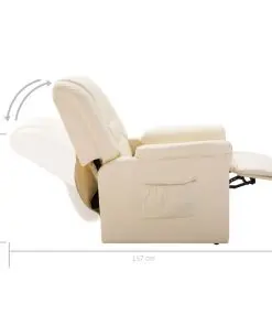vidaXL Reclining Chair Cream Faux Leather