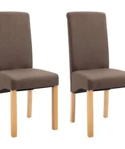 vidaXL Dining Chairs 2 pcs Brown Fabric
