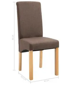 vidaXL Dining Chairs 2 pcs Brown Fabric