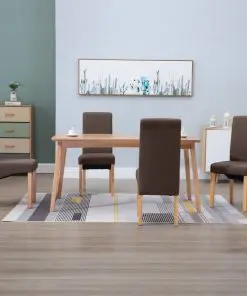 vidaXL Dining Chairs 4 pcs Brown Fabric