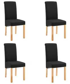vidaXL Dining Chairs 4 pcs Black Fabric