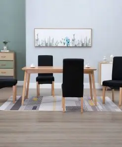 vidaXL Dining Chairs 4 pcs Black Fabric