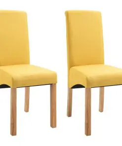 vidaXL Dining Chairs 2 pcs Yellow Fabric