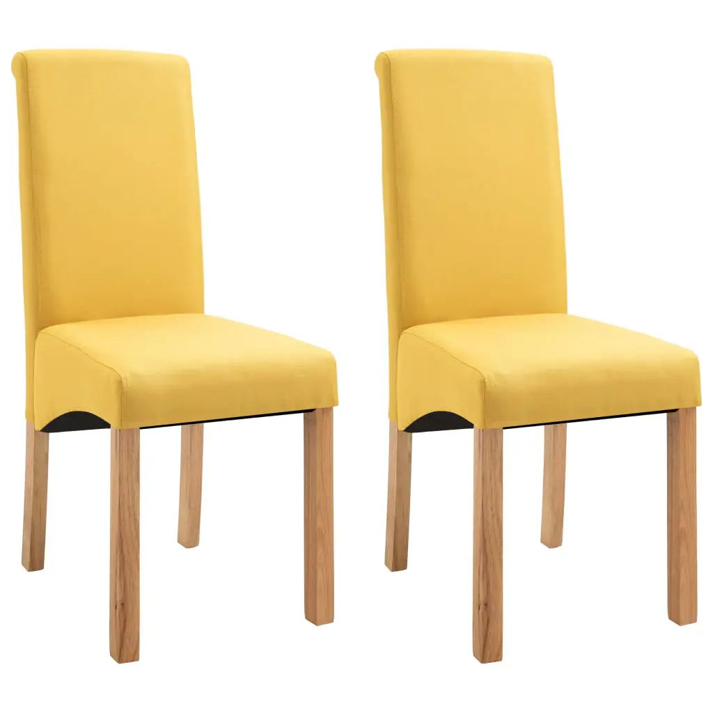 vidaXL Dining Chairs 2 pcs Yellow Fabric