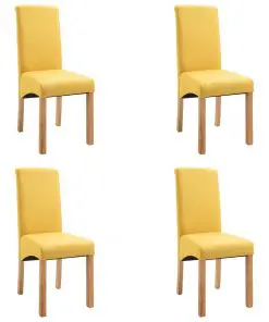 vidaXL Dining Chairs 4 pcs Yellow Fabric