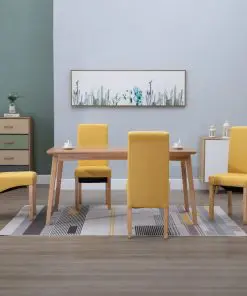 vidaXL Dining Chairs 4 pcs Yellow Fabric