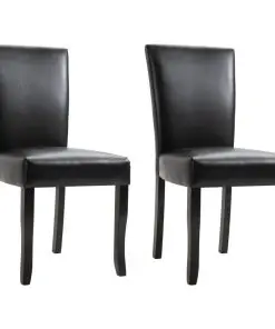 vidaXL Dining Chairs 2 pcs Black Faux Leather