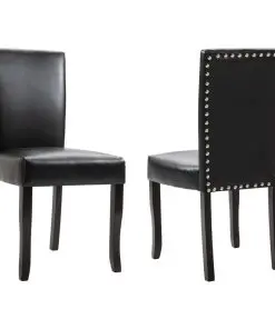 vidaXL Dining Chairs 2 pcs Black Faux Leather