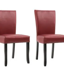 vidaXL Dining Chairs 2 pcs Wine Red Faux Leather