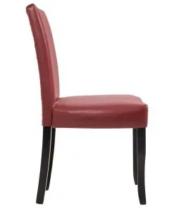 vidaXL Dining Chairs 2 pcs Wine Red Faux Leather
