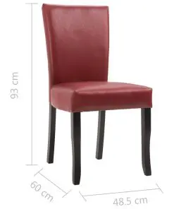 vidaXL Dining Chairs 2 pcs Wine Red Faux Leather