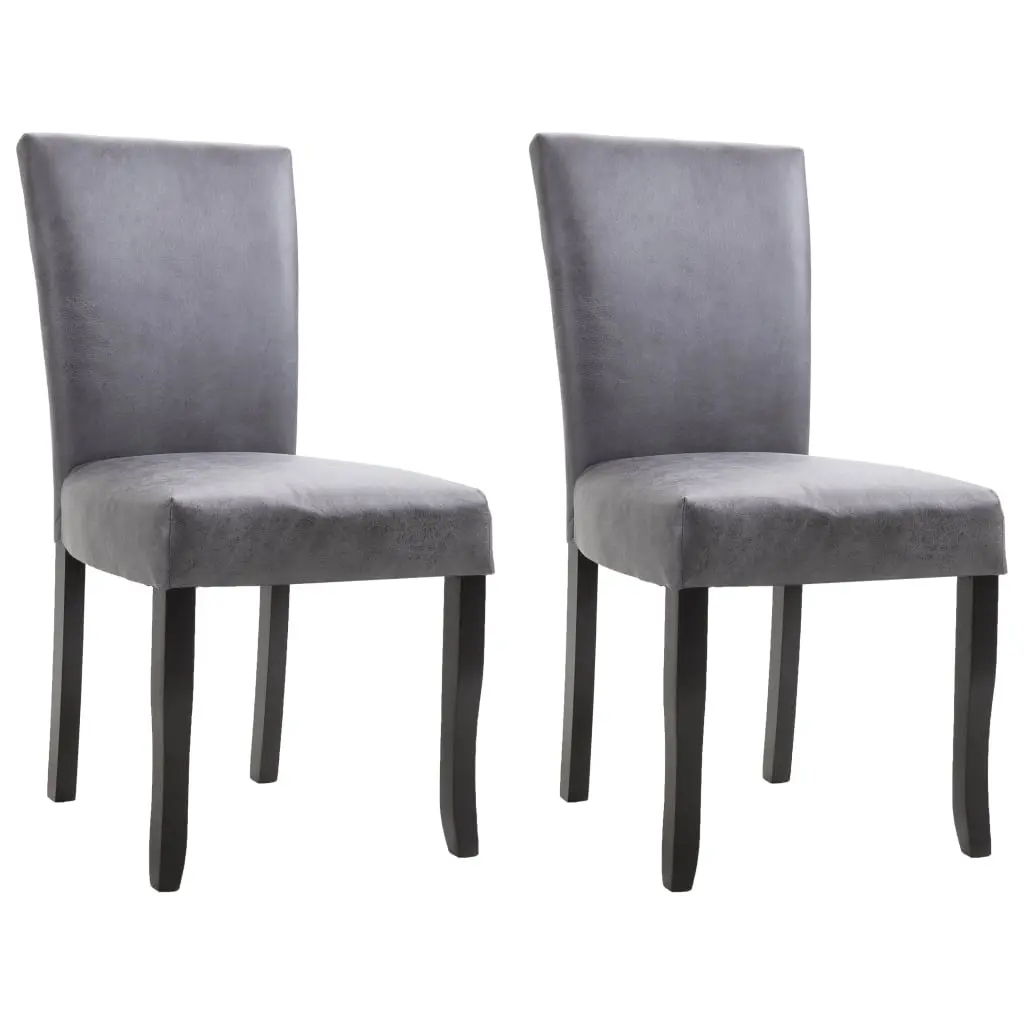 vidaXL Dining Chairs 2 pcs Grey Faux Suede Leather